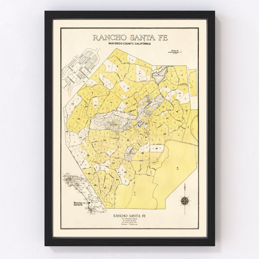 Vintage map of Rancho Santa Fe, California, 1929