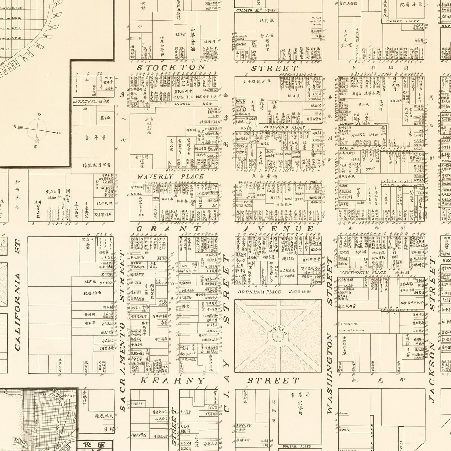 Vintage Map of San Francisco Chinatown, California, 1929