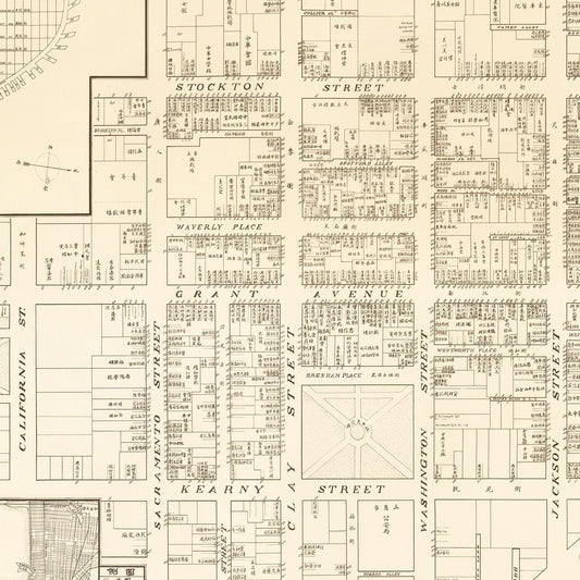 Vintage Map of San Francisco Chinatown, California, 1929