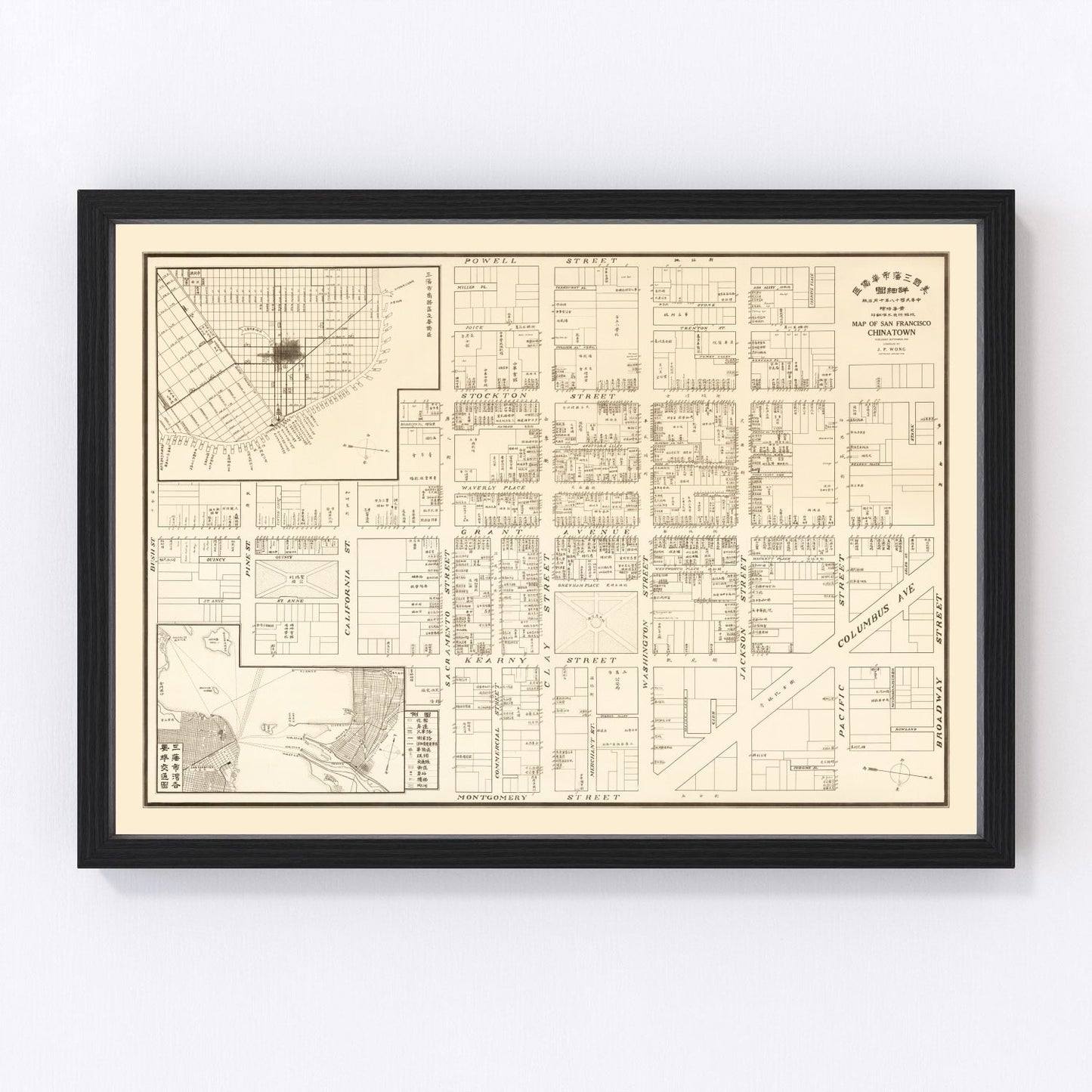 vintage map of San Francisco Chinatown, California, 1929