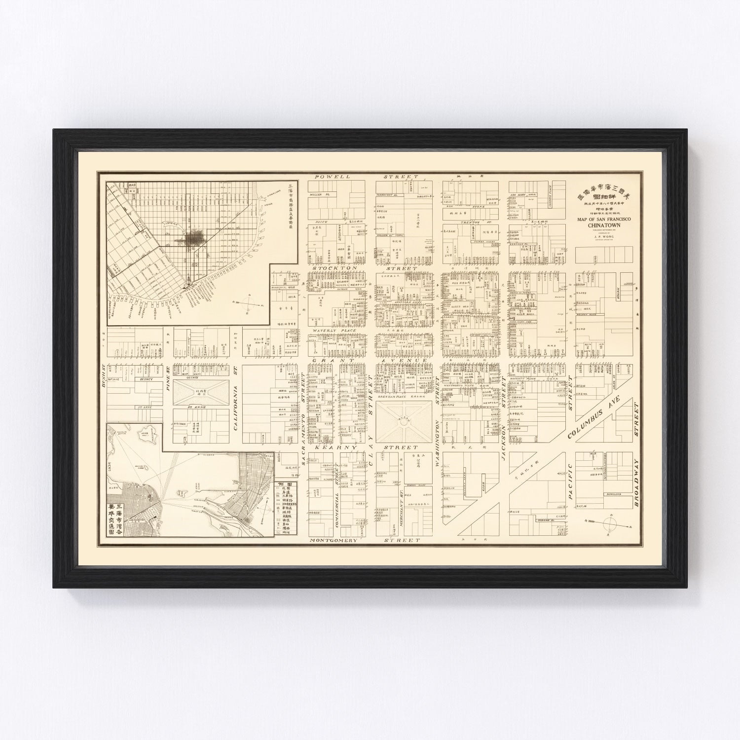 vintage map of San Francisco Chinatown, California, 1929