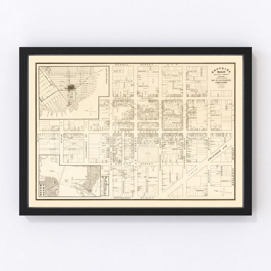 vintage map of San Francisco Chinatown, California, 1929