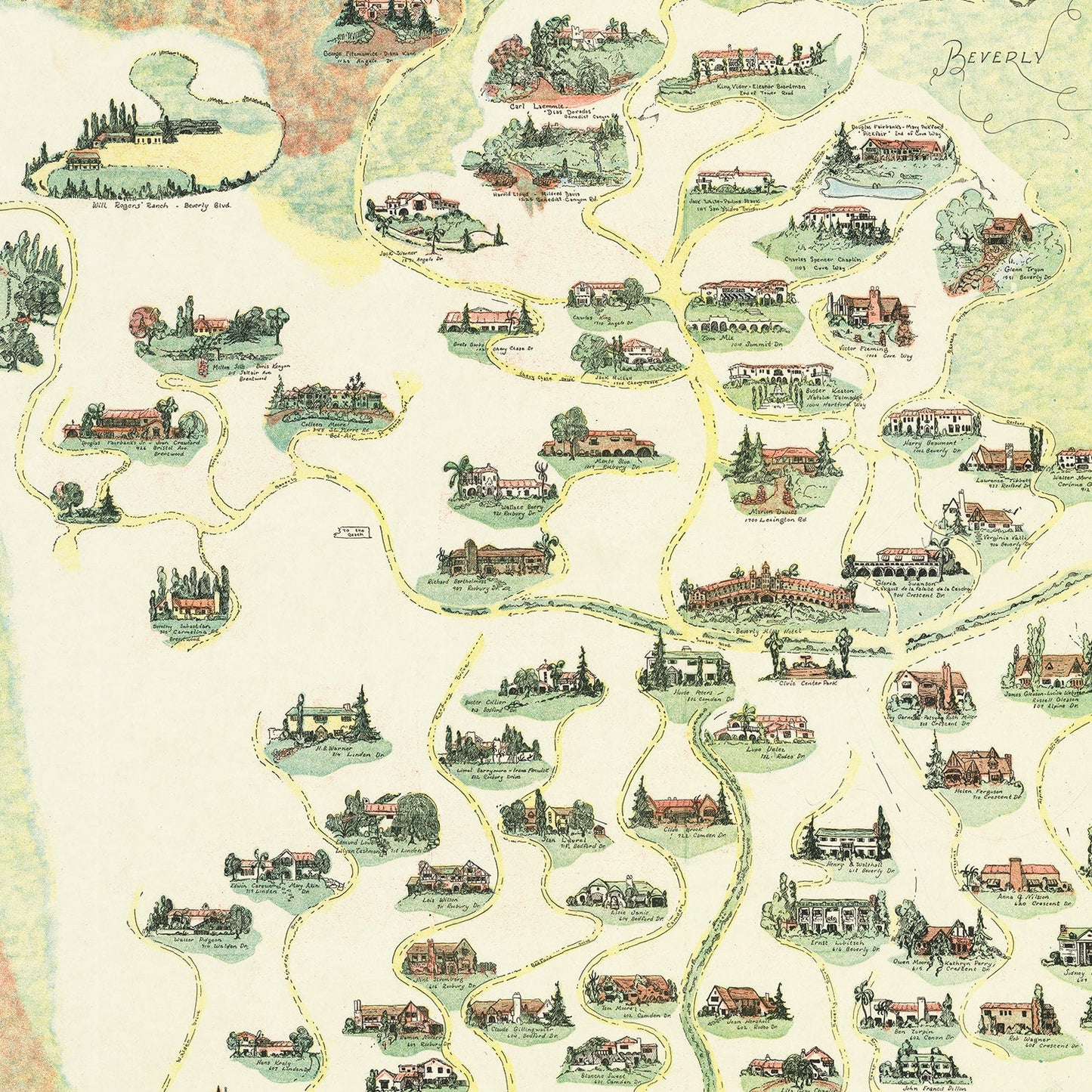Vintage Map of Beverly Hills, California, 1930