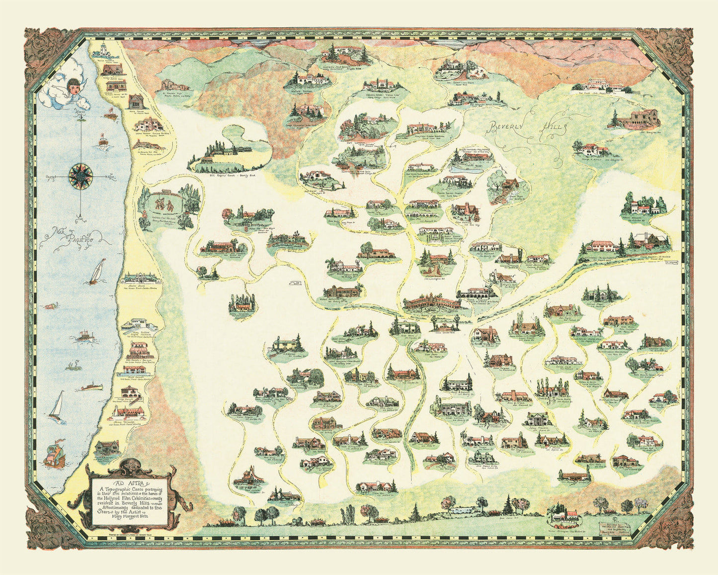Vintage Map of Beverly Hills, California, 1930