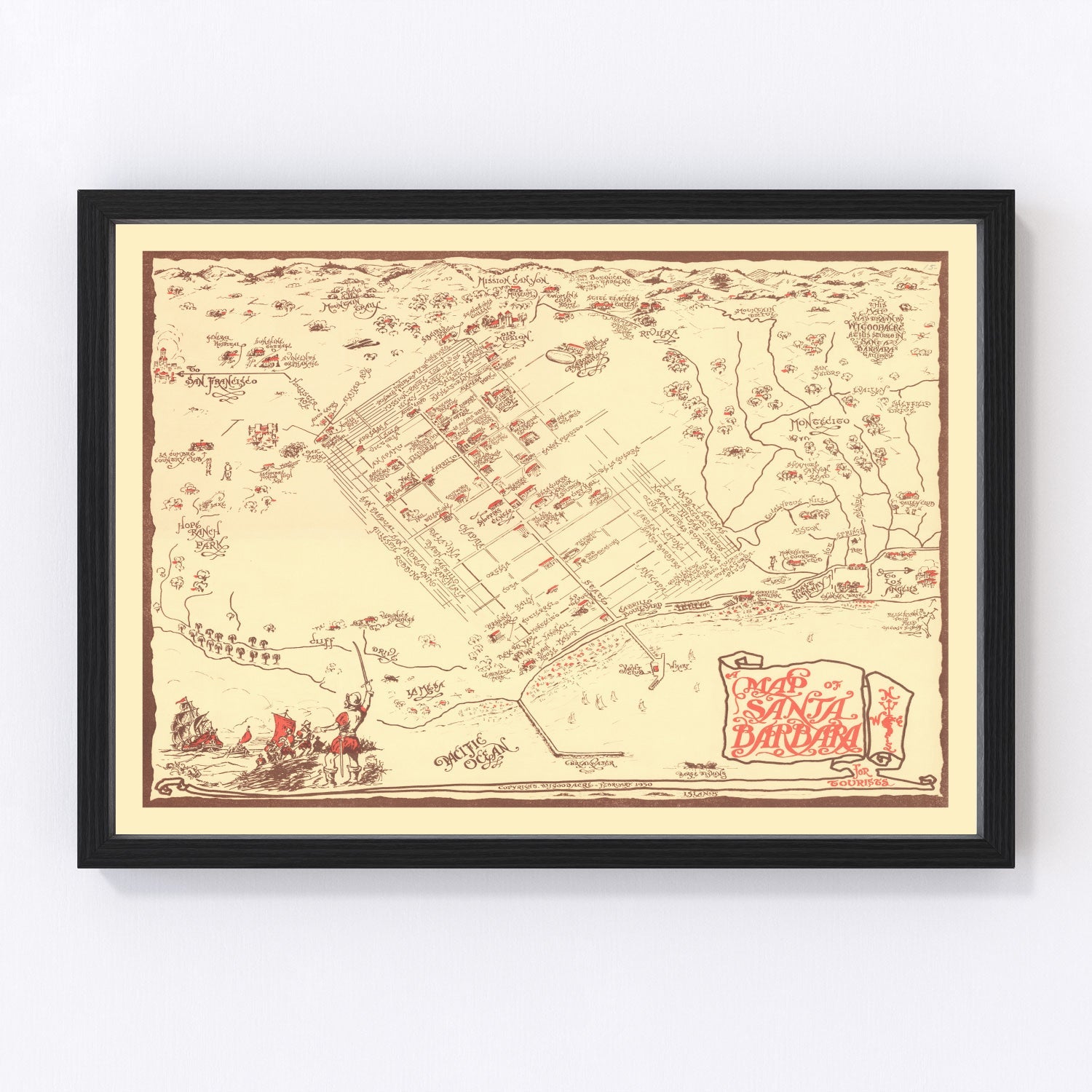 vintage map of Santa Barbara, California, 1930