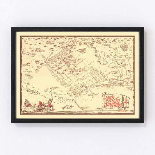vintage map of Santa Barbara, California, 1930