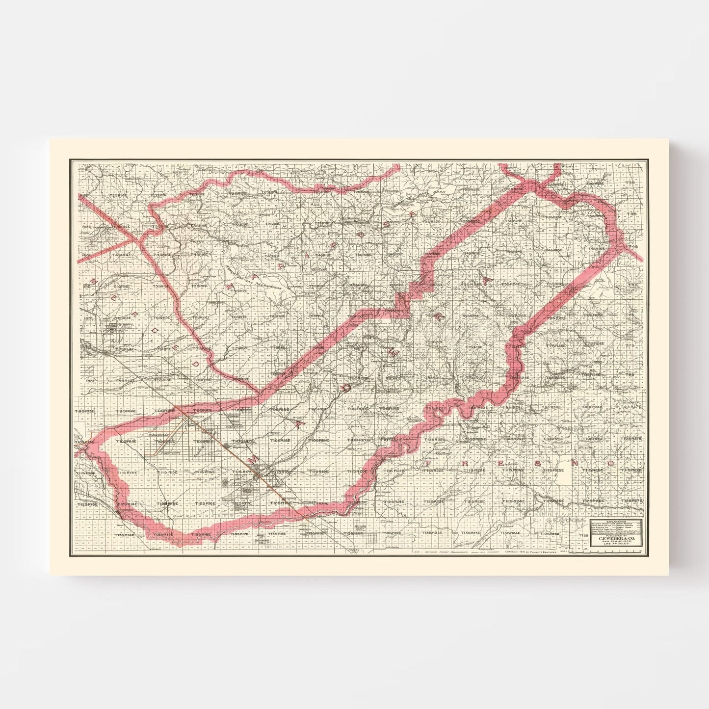 Vintage Map of Madera County, California, 1914