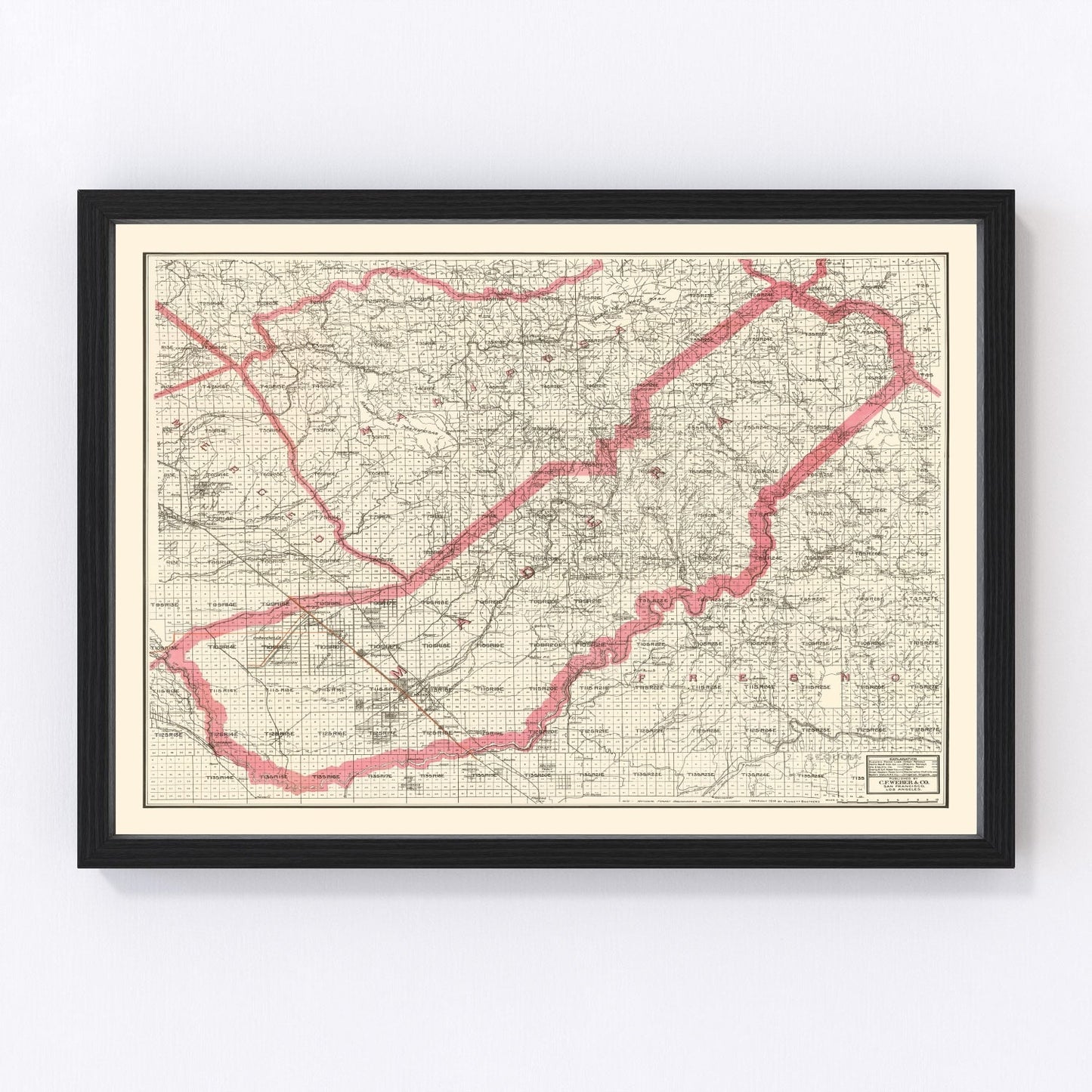 Vintage map of Madera County, California, 1914
