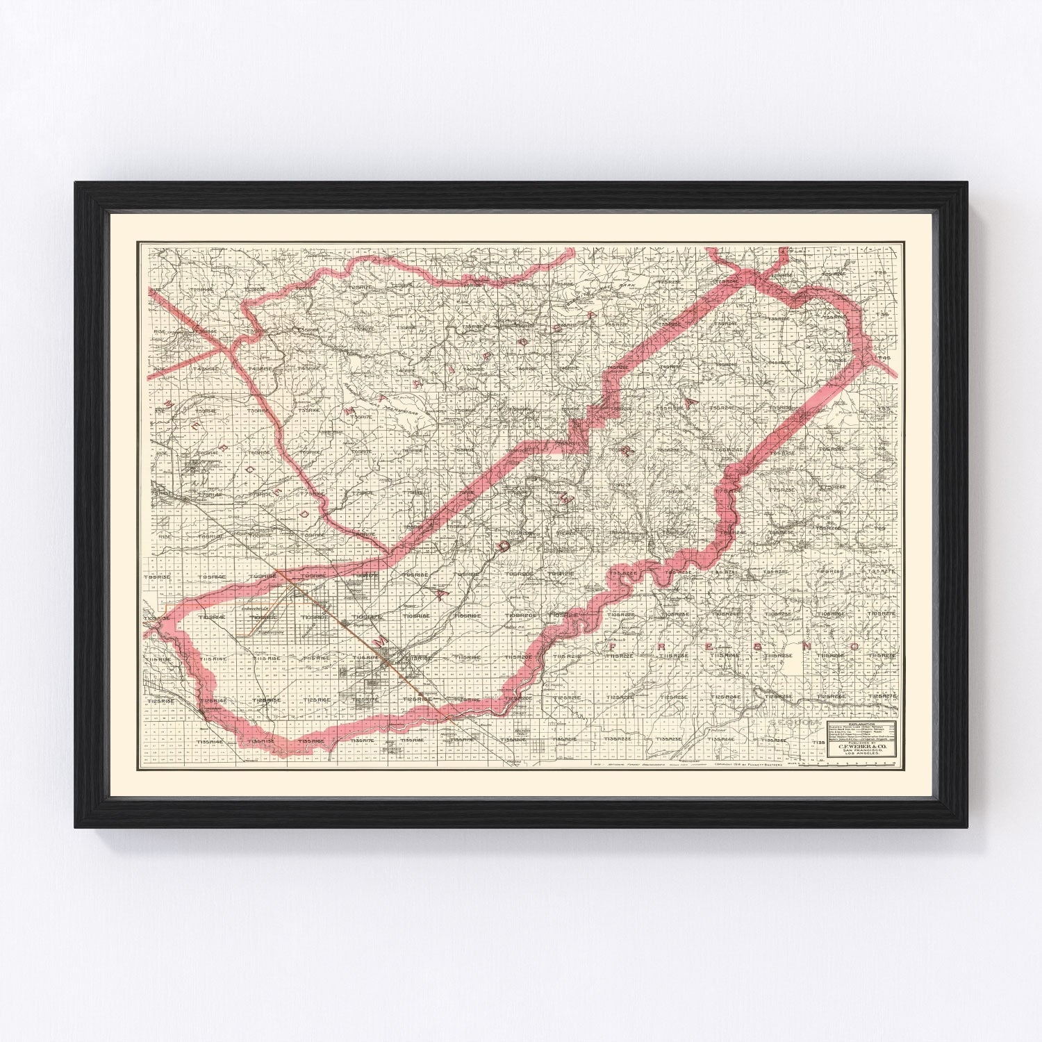 Vintage map of Madera County, California, 1914