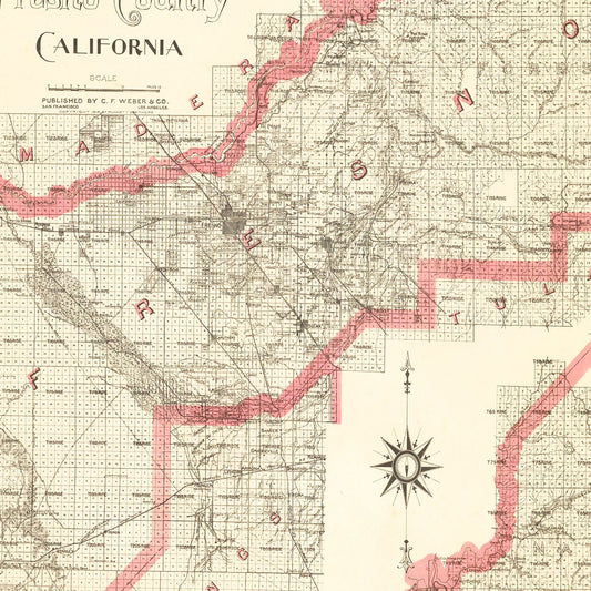 Vintage Map of Fresno County, California, 1914