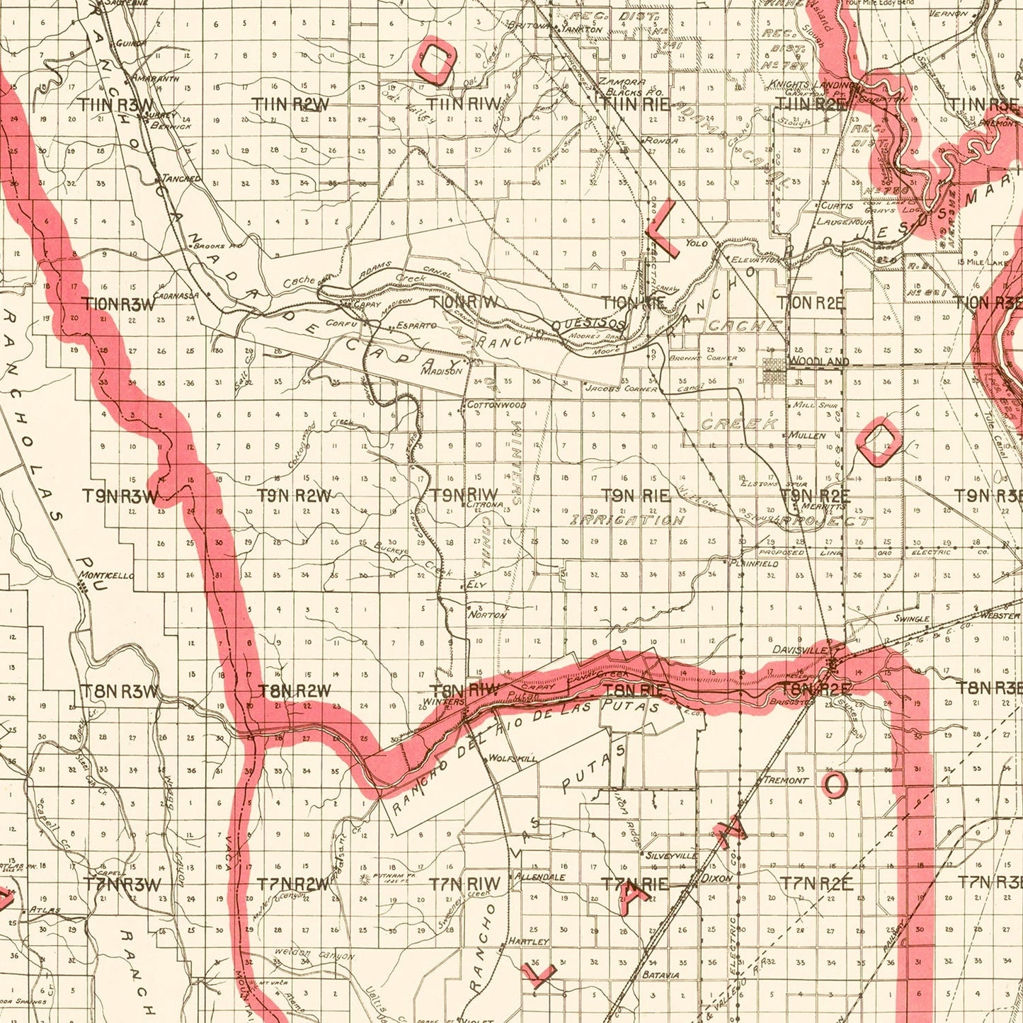Vintage Map of Yolo County, California, 1914