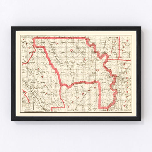 Vintage restored map of Yolo County, California, 1914