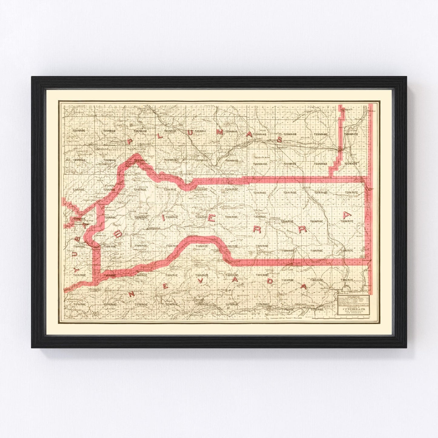 vintage map of Sierra County, California, 1914