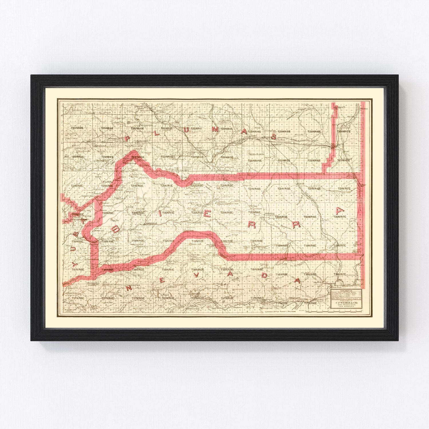 vintage map of Sierra County, California, 1914