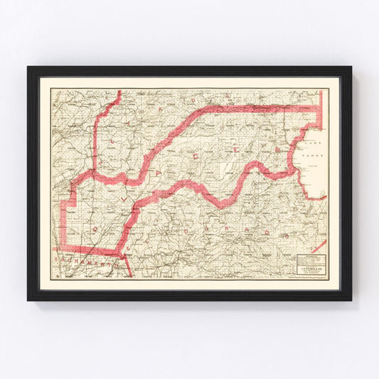Vintage map of Placer County, California, 1914