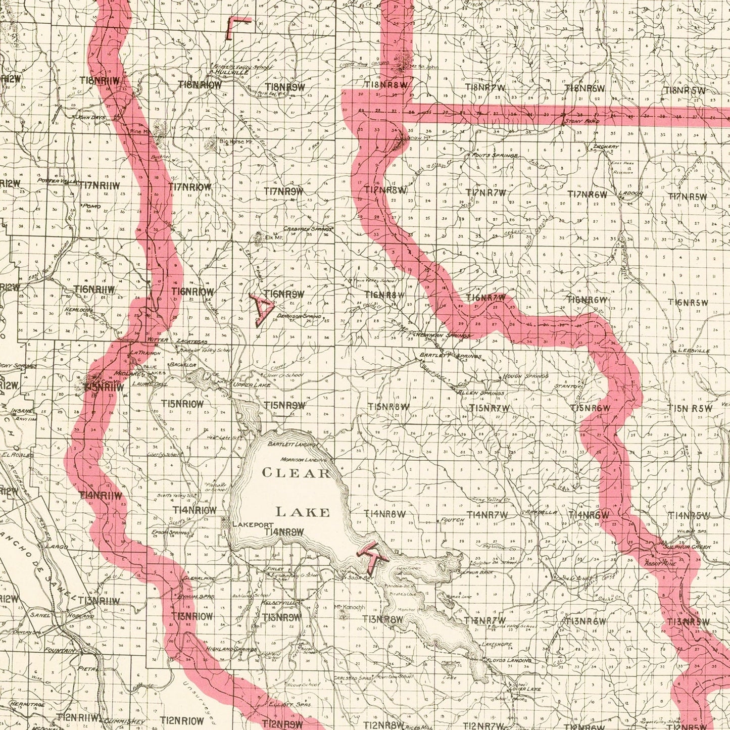 Vintage Map of Lake County, California, 1914