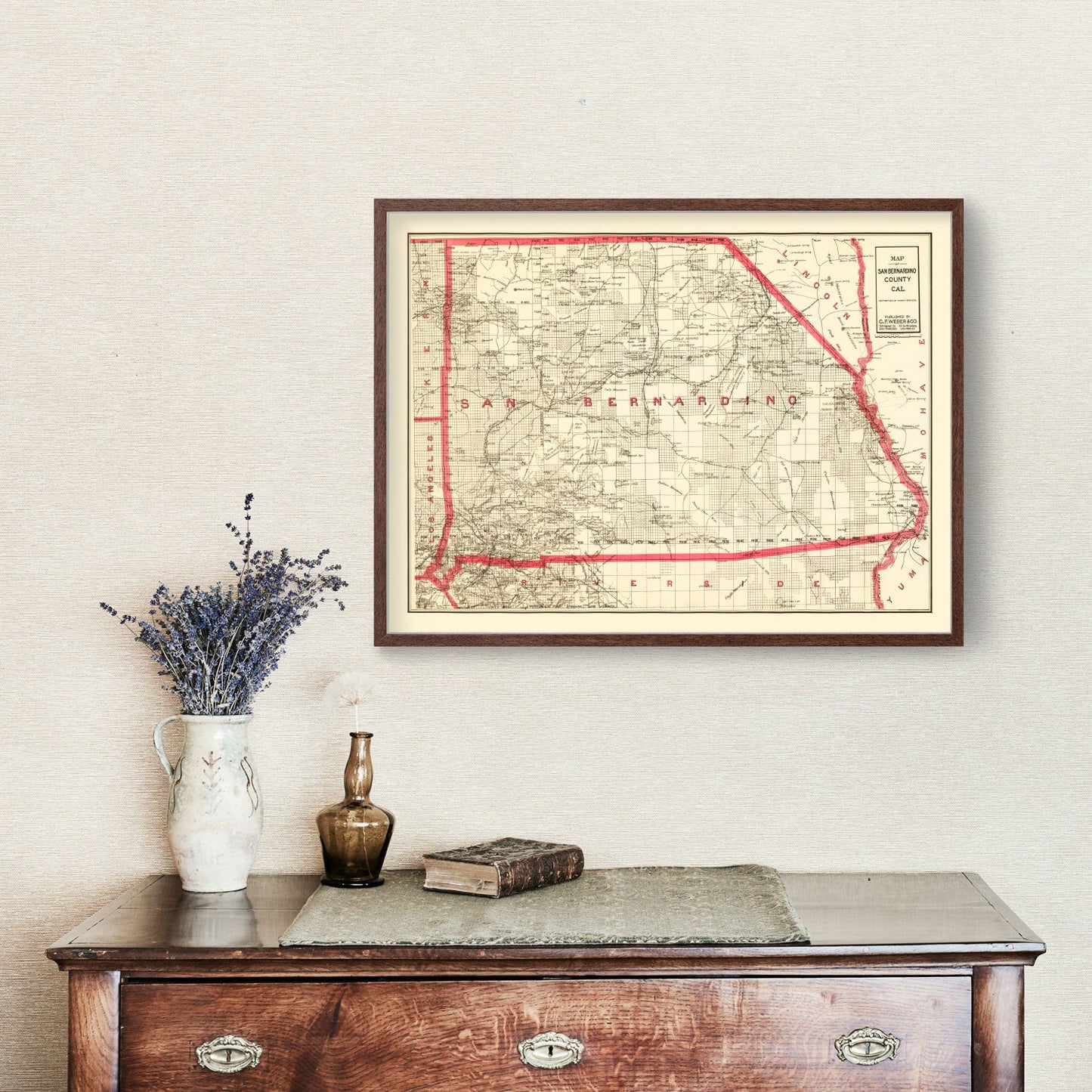 Vintage Map of San Bernardino County, California, 1914