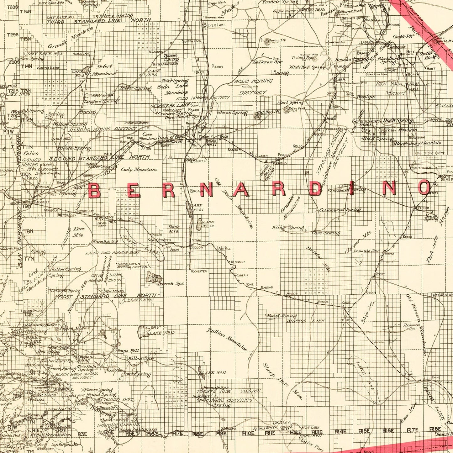 Vintage Map of San Bernardino County, California, 1914