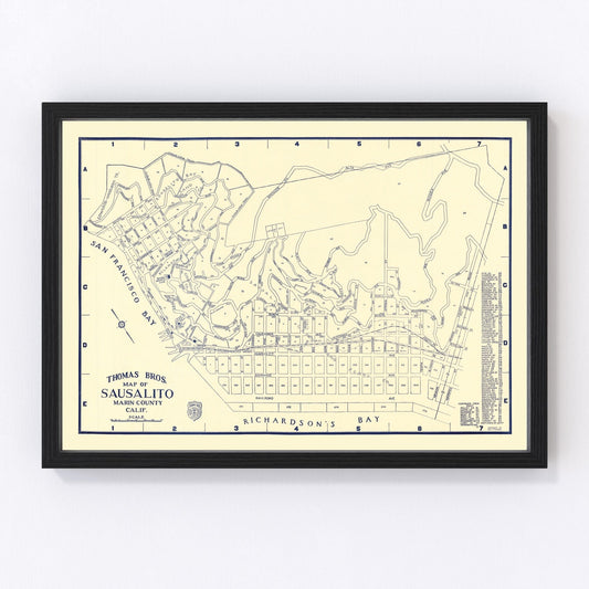 vintage map of Sausalito, California, 1920