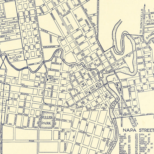 Vintage Map of Napa, California, 1920