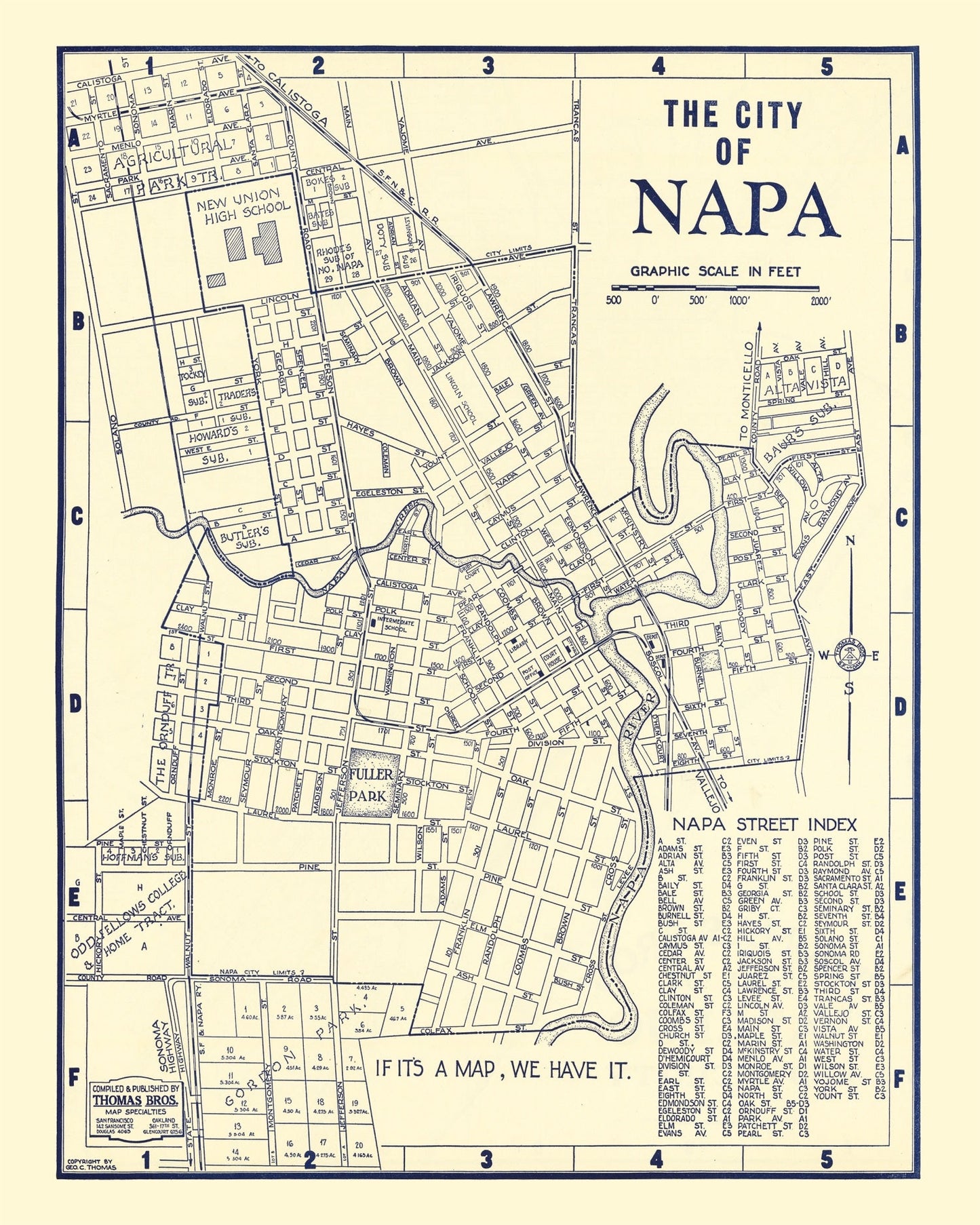 Vintage Map of Napa, California, 1920