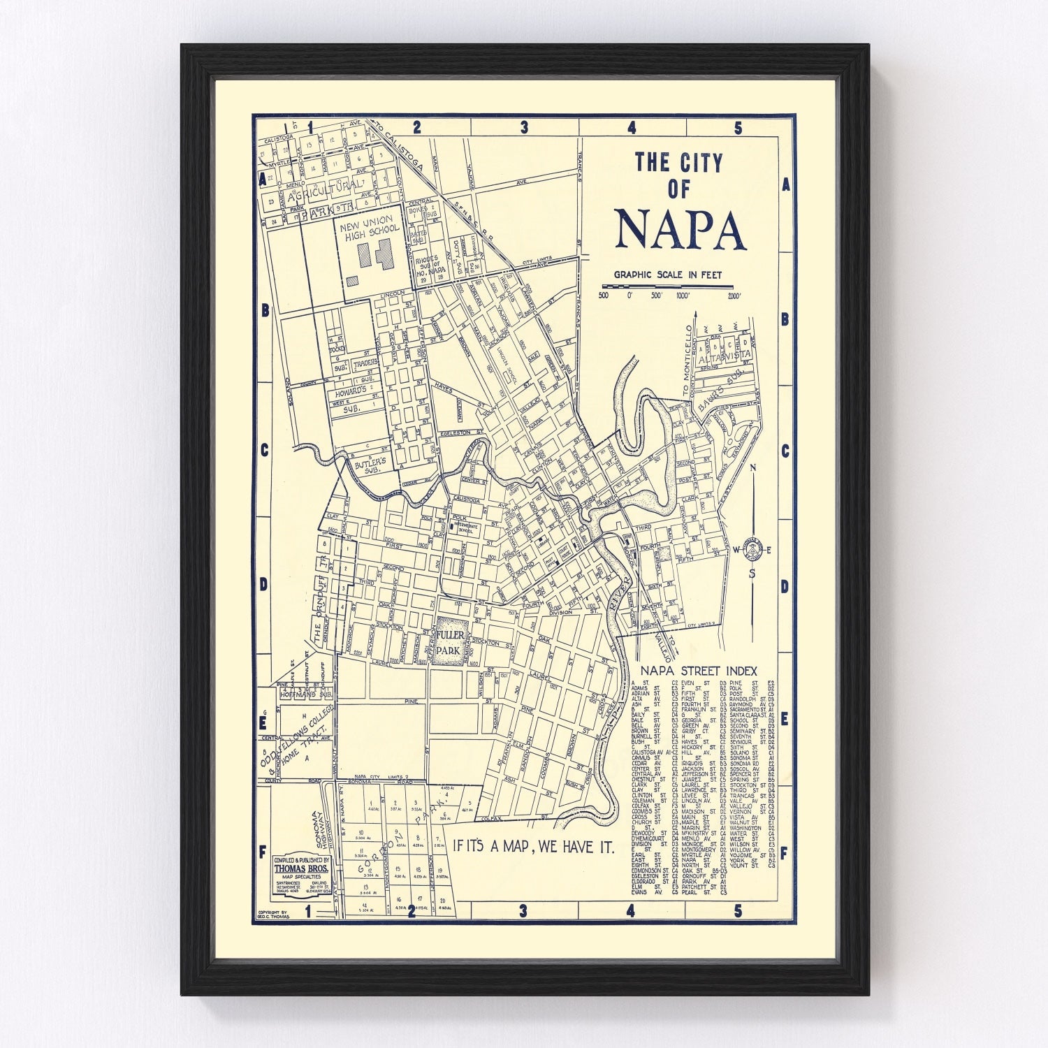 Vintage map of Napa, California, 1920