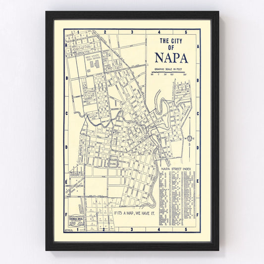 Vintage map of Napa, California, 1920