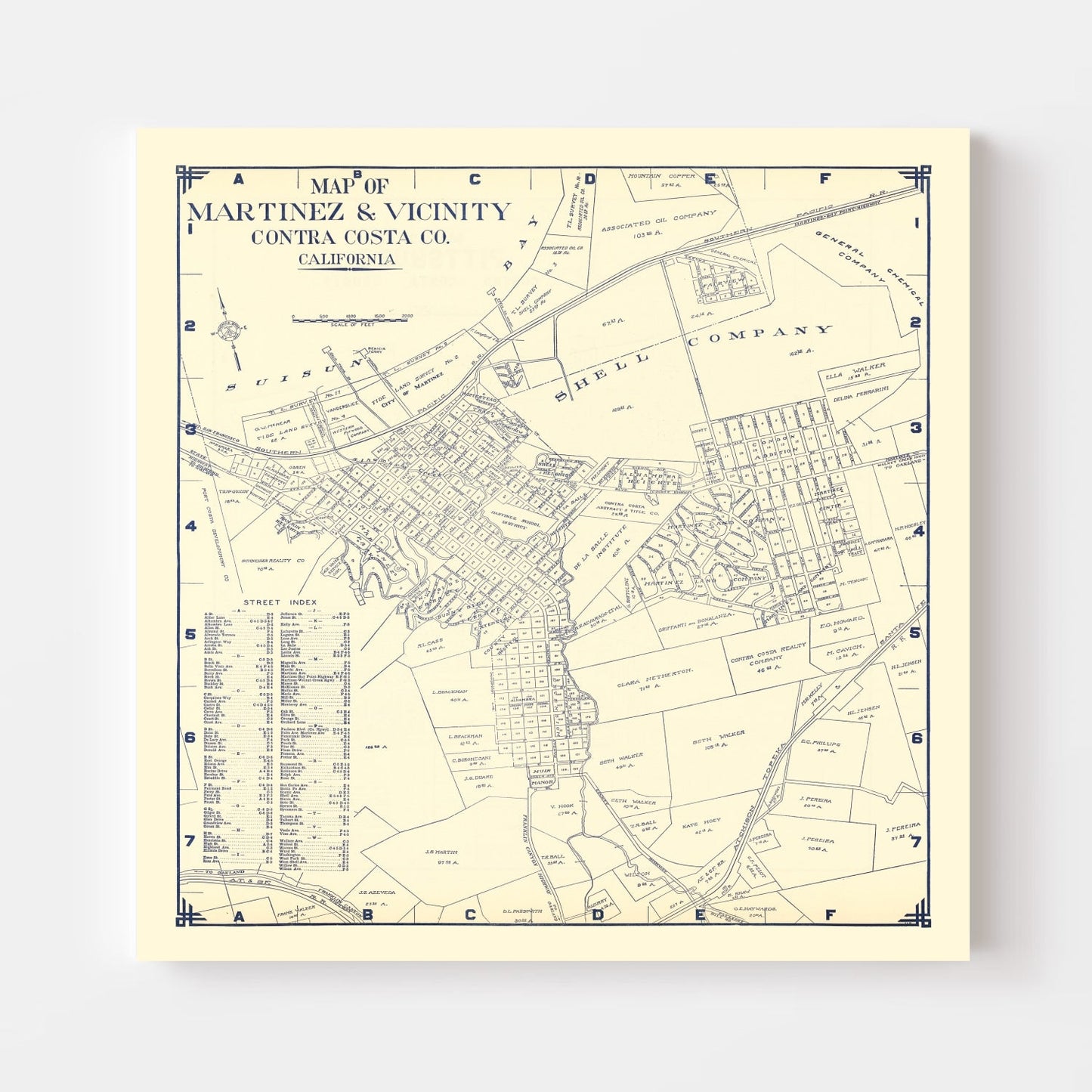 Vintage Map of Martinez, California, 1920