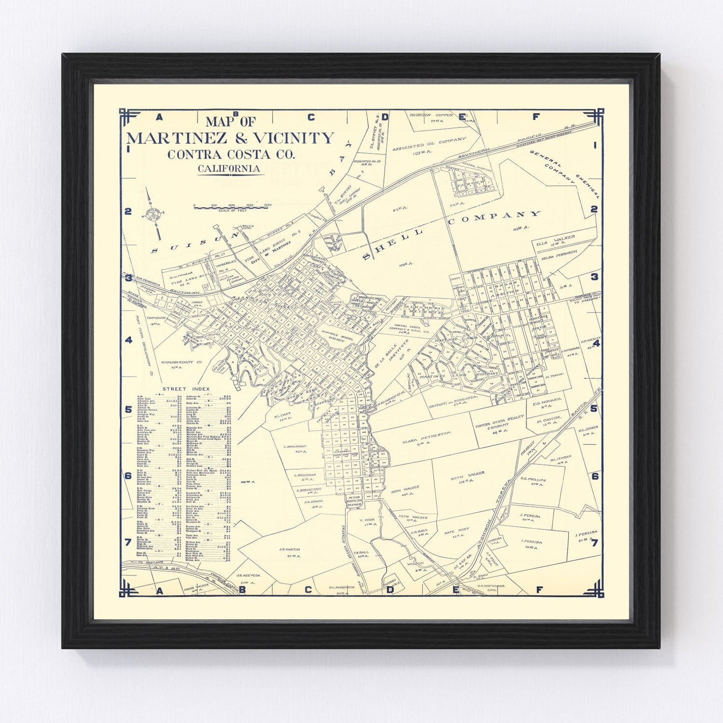 Vintage map of Martinez, California, 1920