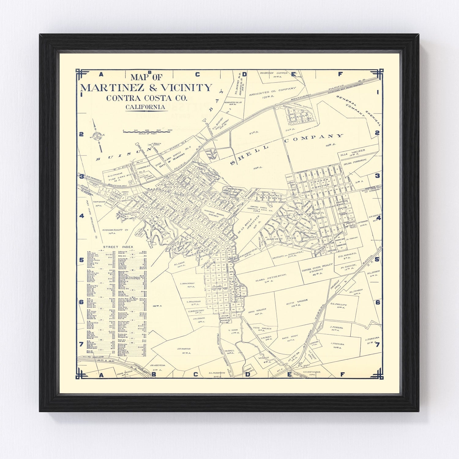Vintage map of Martinez, California, 1920