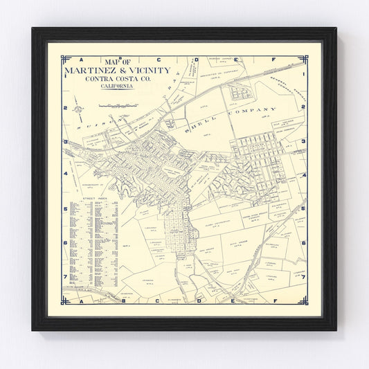 Vintage map of Martinez, California, 1920
