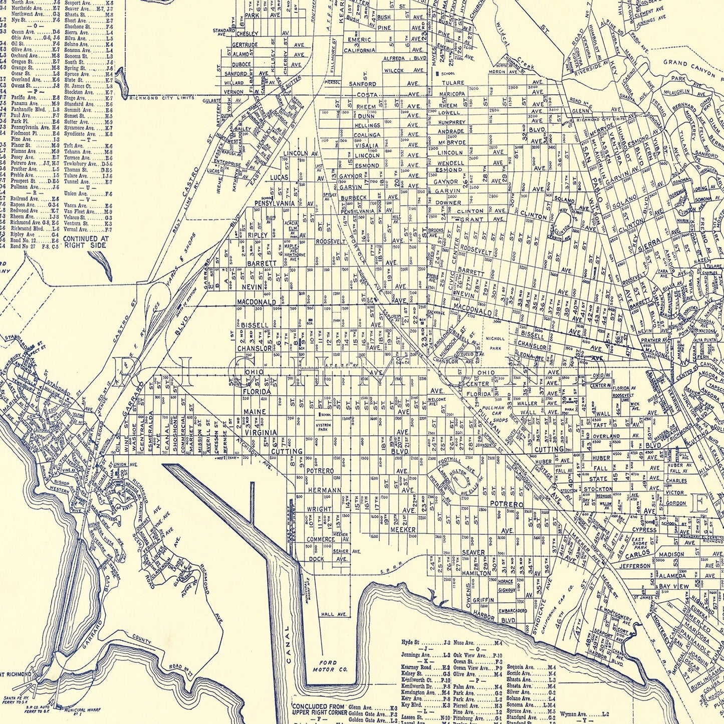 Vintage Map of Richmond, California, 1920