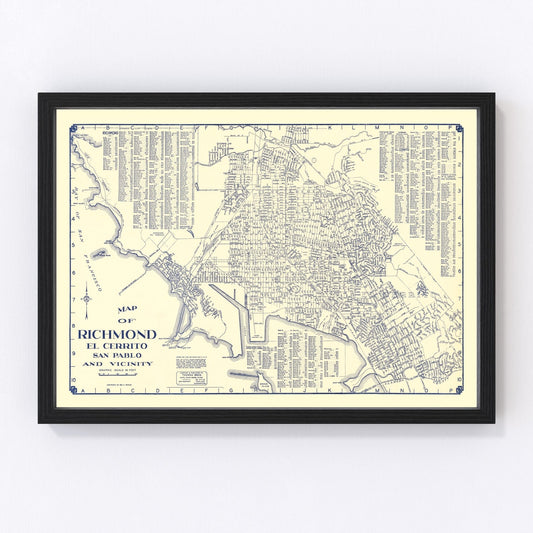 Vintage map of Richmond, California, 1920