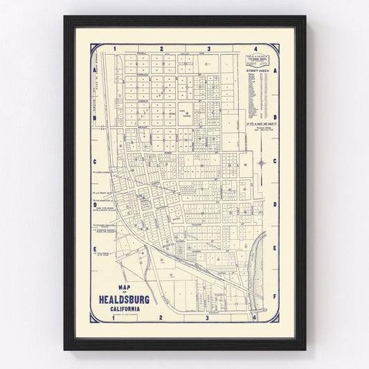 Vintage map of Healdsburg, California, 1920