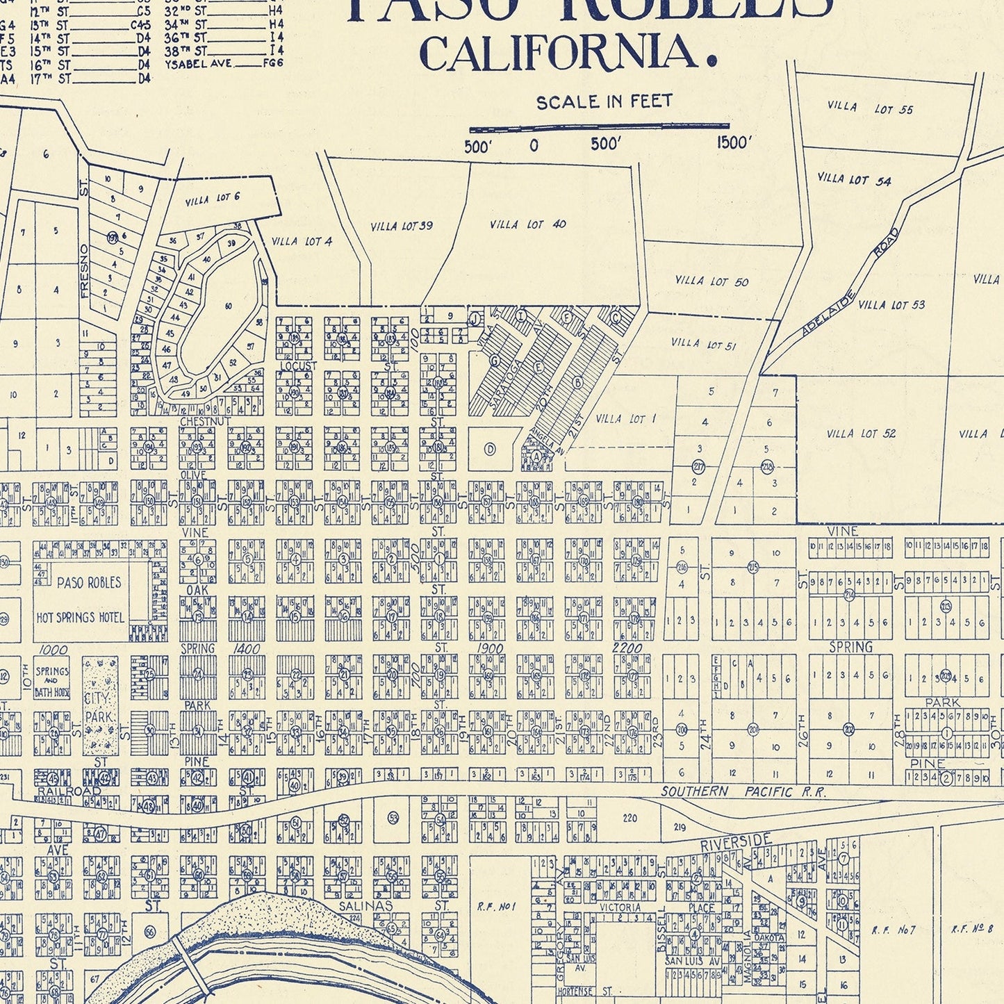 Vintage Map of Paso Robles, California, 1920