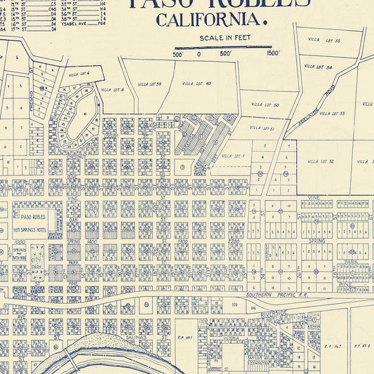 Vintage Map of Paso Robles, California, 1920