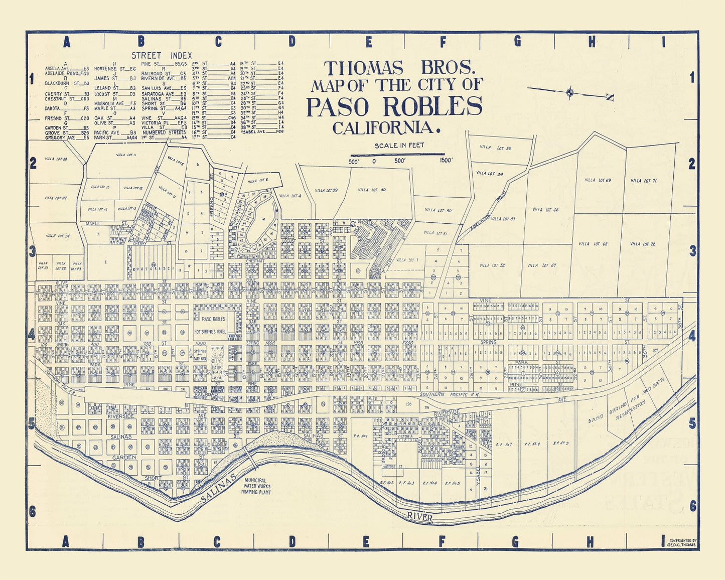 Vintage Map of Paso Robles, California, 1920