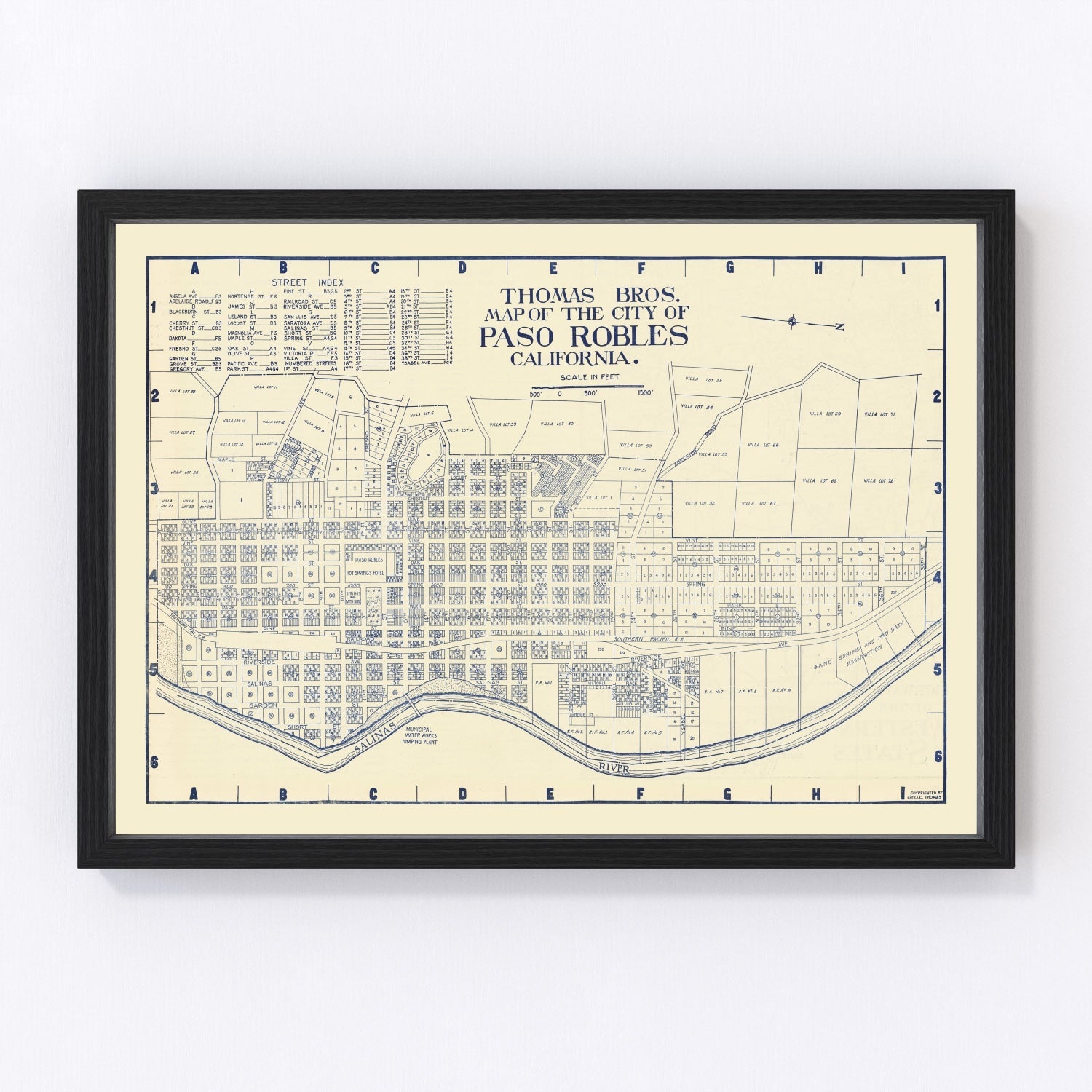 Vintage map of Paso Robles, California, 1920