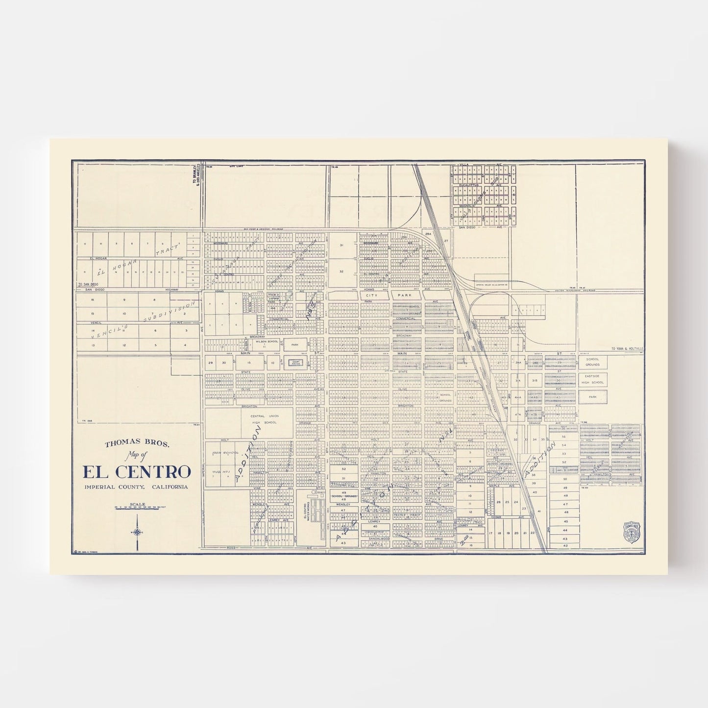 Vintage Map of El Centro, California, 1920