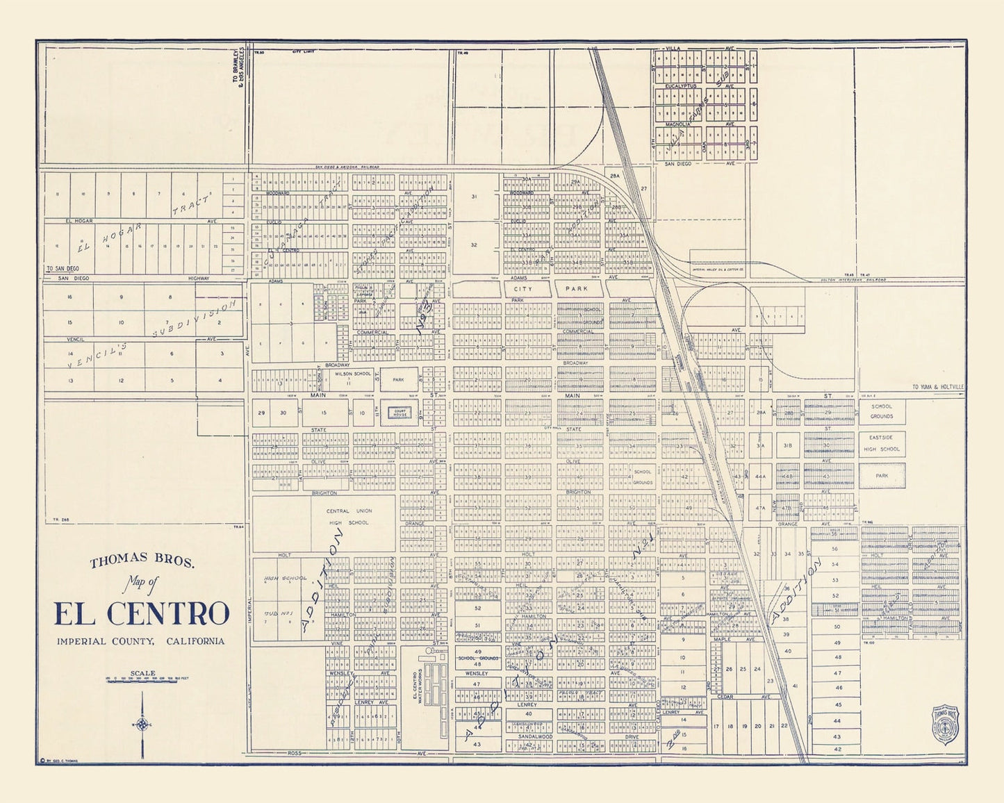 Vintage Map of El Centro, California, 1920