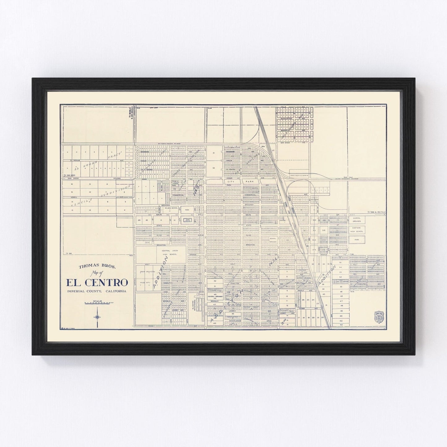 Vintage map of El Centro, California, 1920