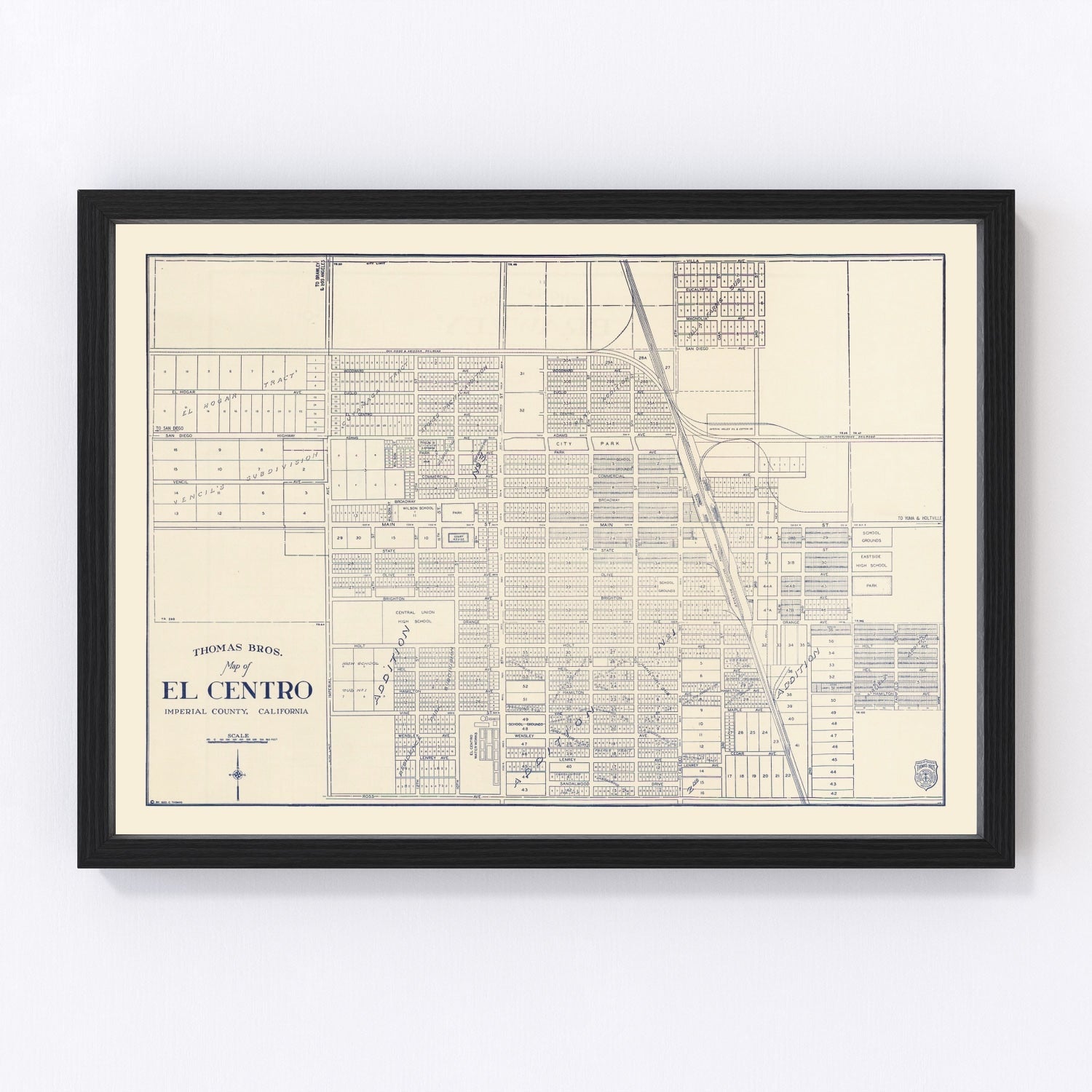 Vintage map of El Centro, California, 1920