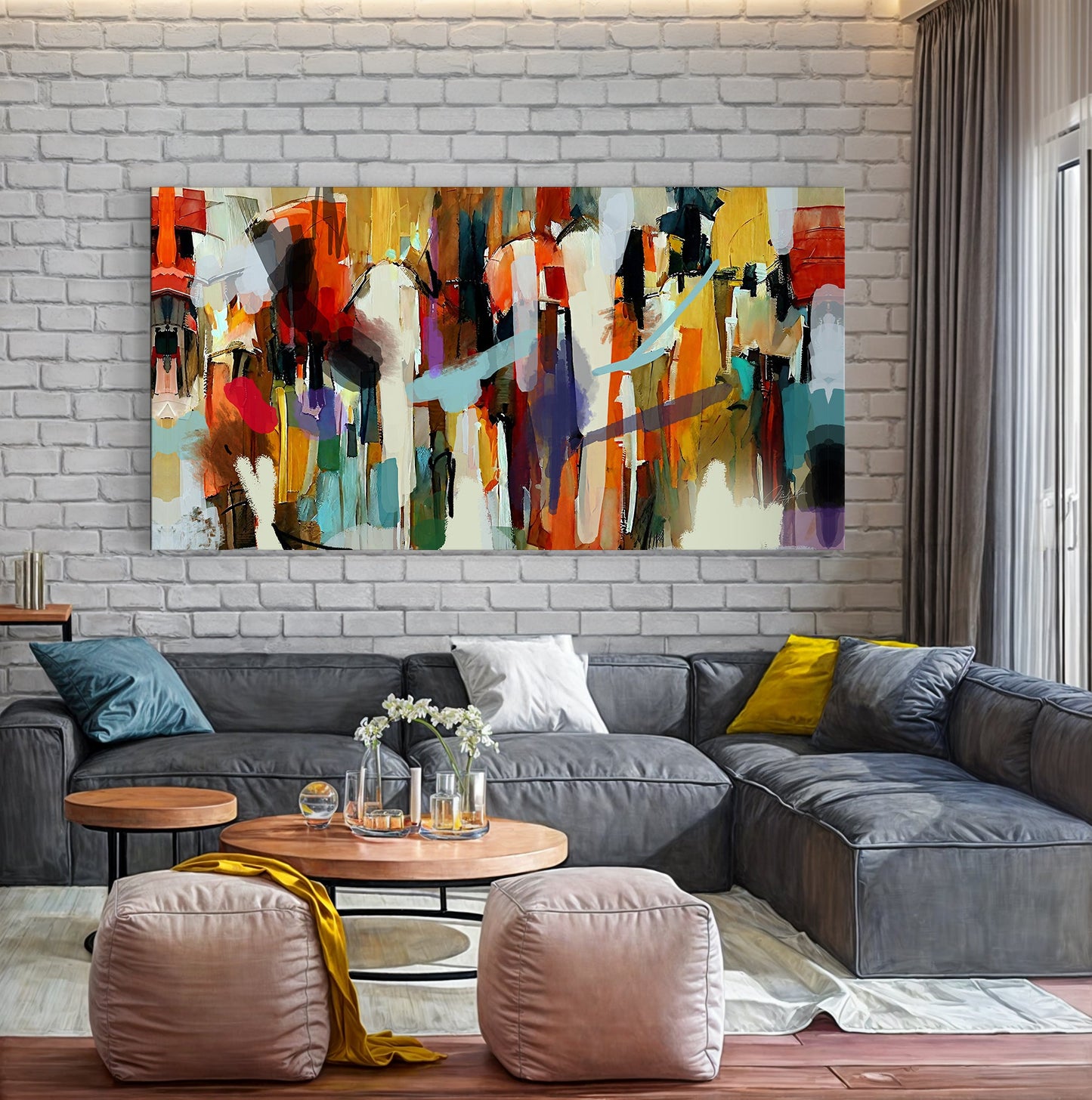 Resonant Hues vibrant bold abstract canvas wall art with dynamic color