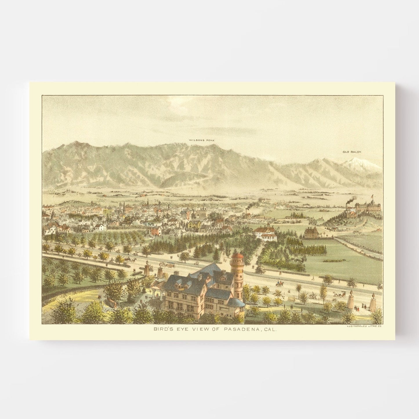 Vintage Map of Pasadena, California, 1892