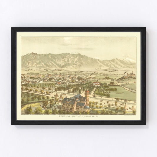 Vintage map of Pasadena, California, 1892