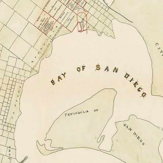 Vintage Map of San Diego, California, 1892