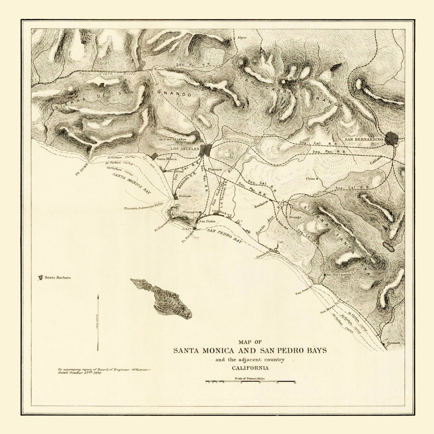 Vintage Map of Santa Monica, California, 1892 II