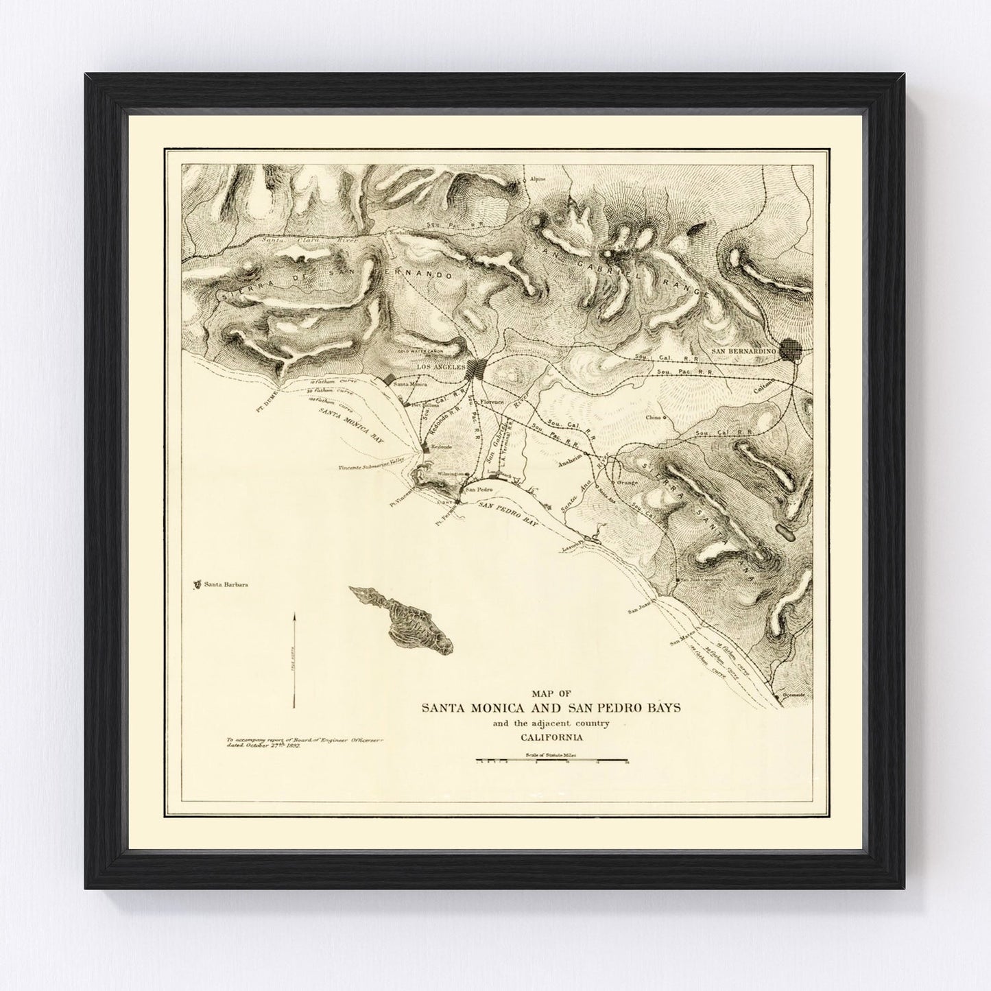 Vintage map of Santa Monica, California, 1892