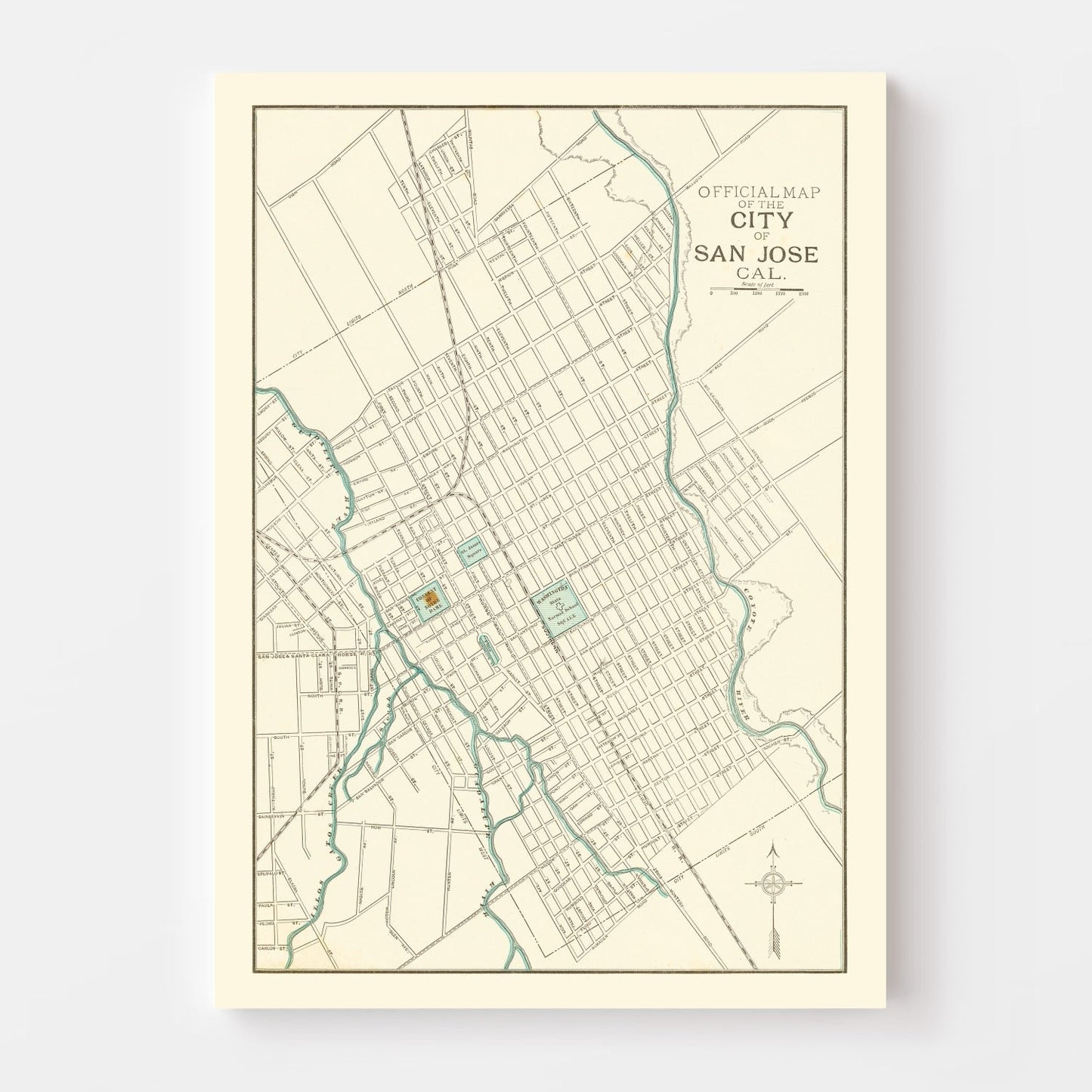 Vintage Map of San Jose, California, 1893