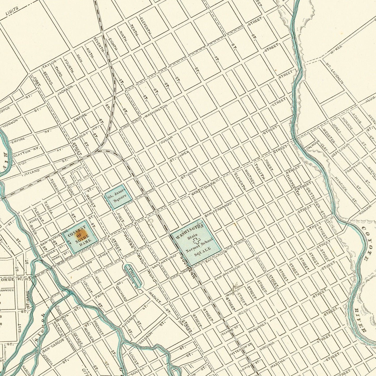 Vintage Map of San Jose, California, 1893